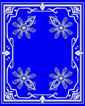 Royal Blue White Floral Medallion Border Rug