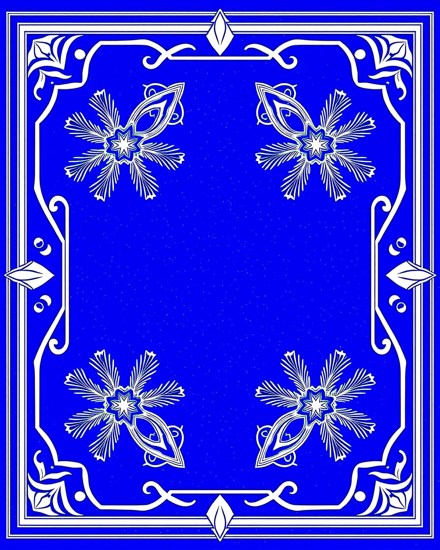 Royal Blue White Floral Medallion Border Rug