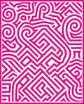 Graphic Pink Maze Pattern Rug