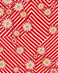 Red White Stripe Daisy Pattern Rug