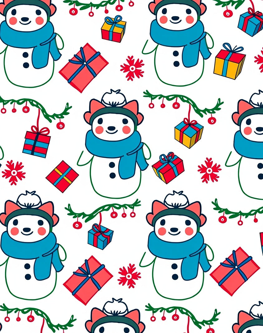 Cute Snowman Christmas Gift Scene Rug