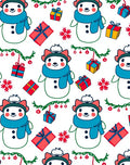 Cute Snowman Christmas Gift Scene Rug