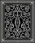 Ornate Black White Scrollwork Rug