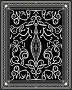 Ornate Black White Scrollwork Rug