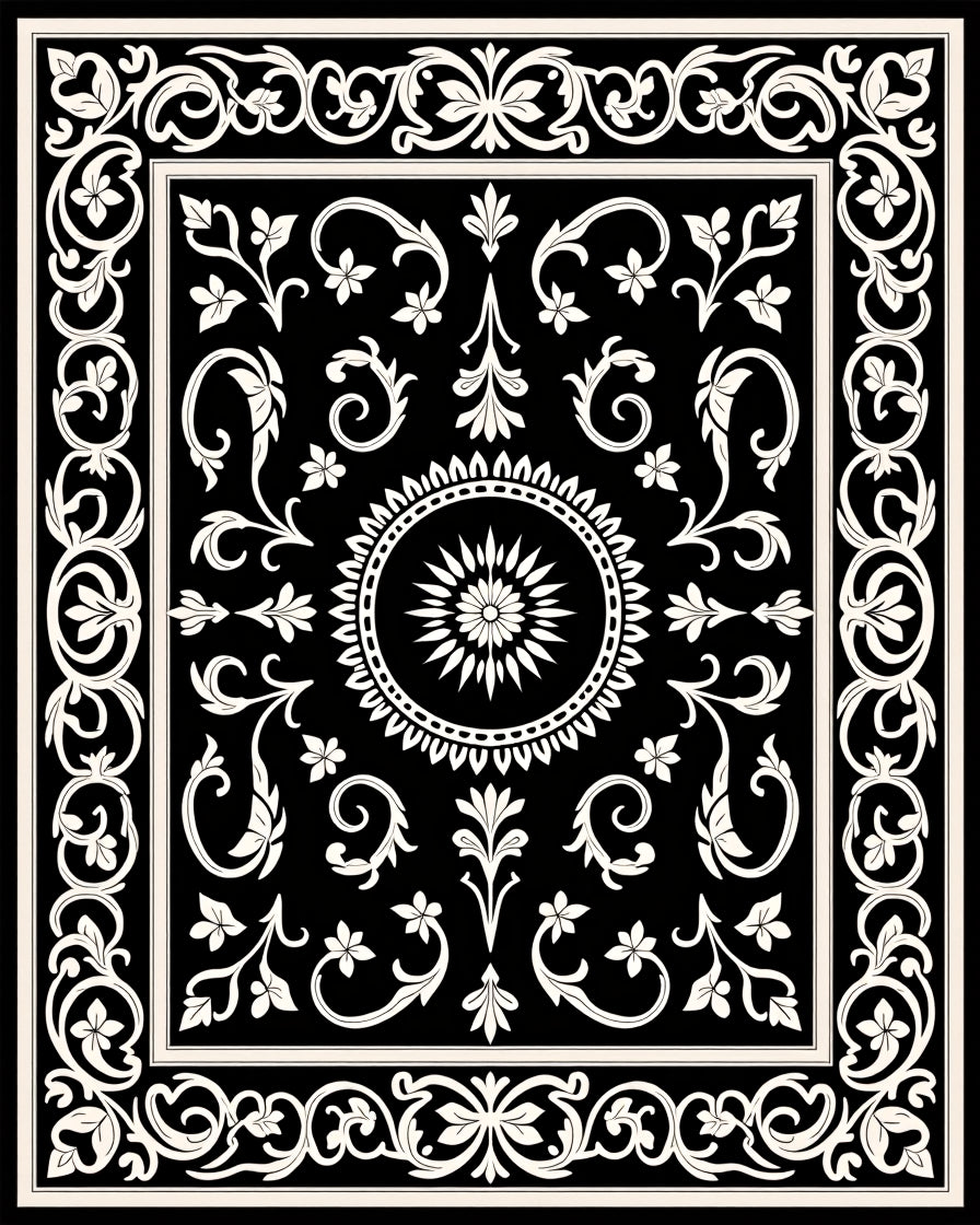 Ornate Floral Scroll Classic Design Rug