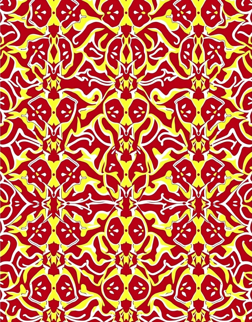 Bold Red White Yellow Symmetry Rug