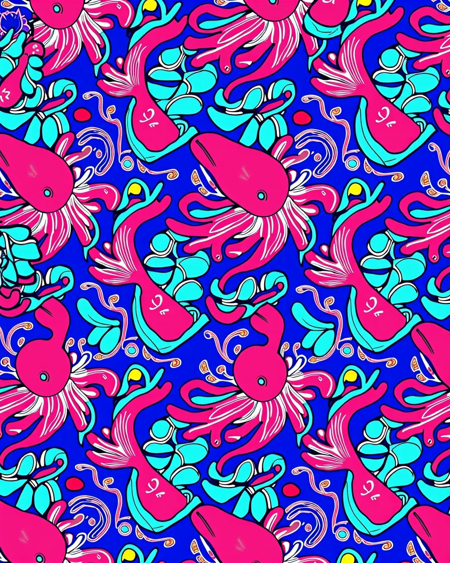 Bold Pink Octopus Aquatic Pattern Rug