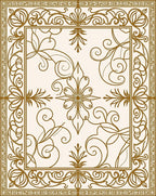 Ornate Floral Scroll Pattern Rug