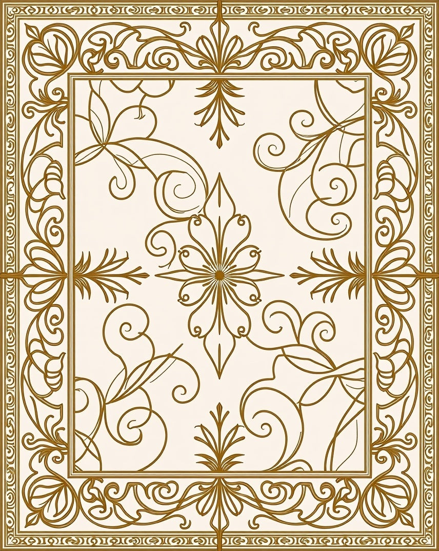 Ornate Floral Scroll Pattern Rug