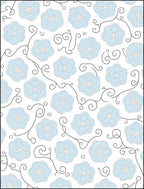 Light Blue Floral Vine Pattern Rug