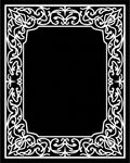 Intricate White Scroll Border Design Rug