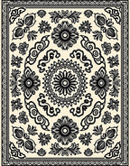 Mandala Floral Black Cream Design Rug