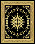Golden Floral Medallion Frame Rug