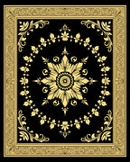 Golden Floral Medallion Frame Rug