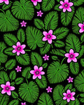 Vibrant Pink Floral Green Leaf Pattern Rug