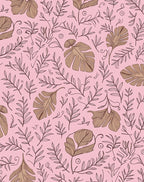 Whimsical Botanical Sketch Pink Rug
