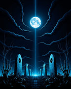 Spooky Moonlight Graveyard Design Rug
