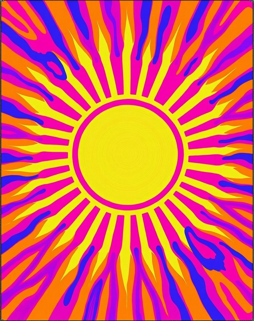Vibrant SunBurst Abstract Design Rug