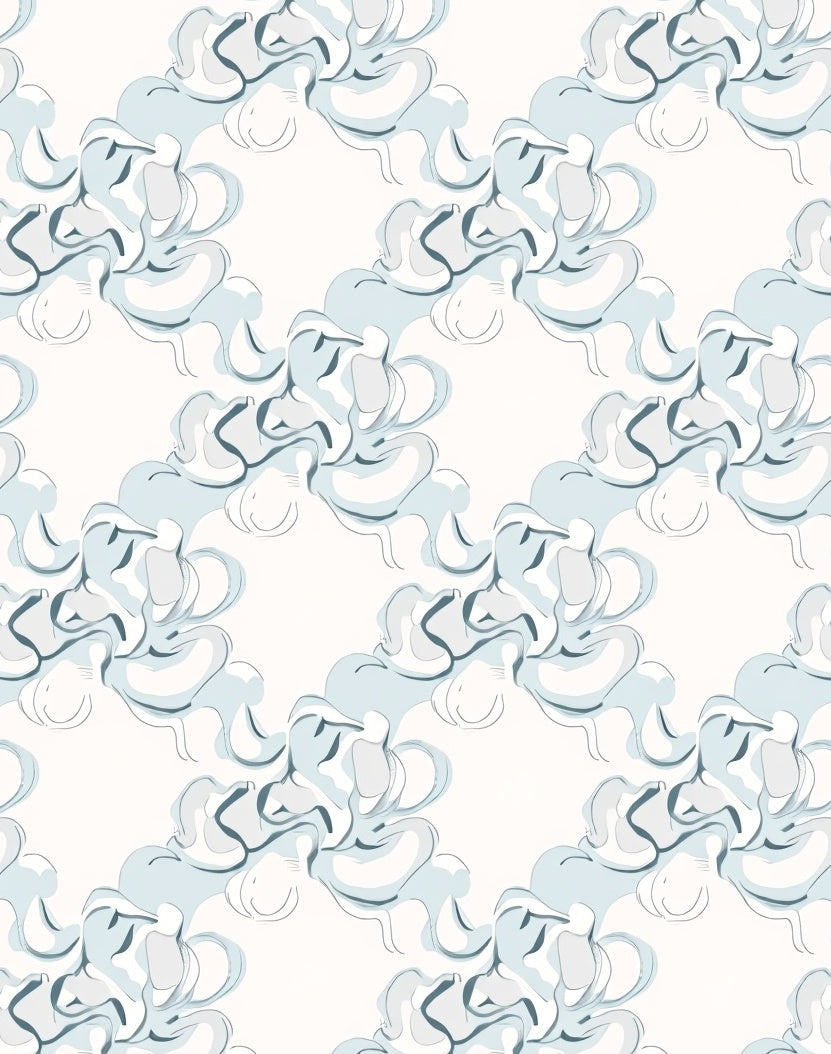 Abstract Swirls Gentle Blue Pattern Rug