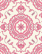 Pink Floral Medallion Damask Rug