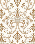 Elegant Bronze Floral Scrolls Fabric Rug