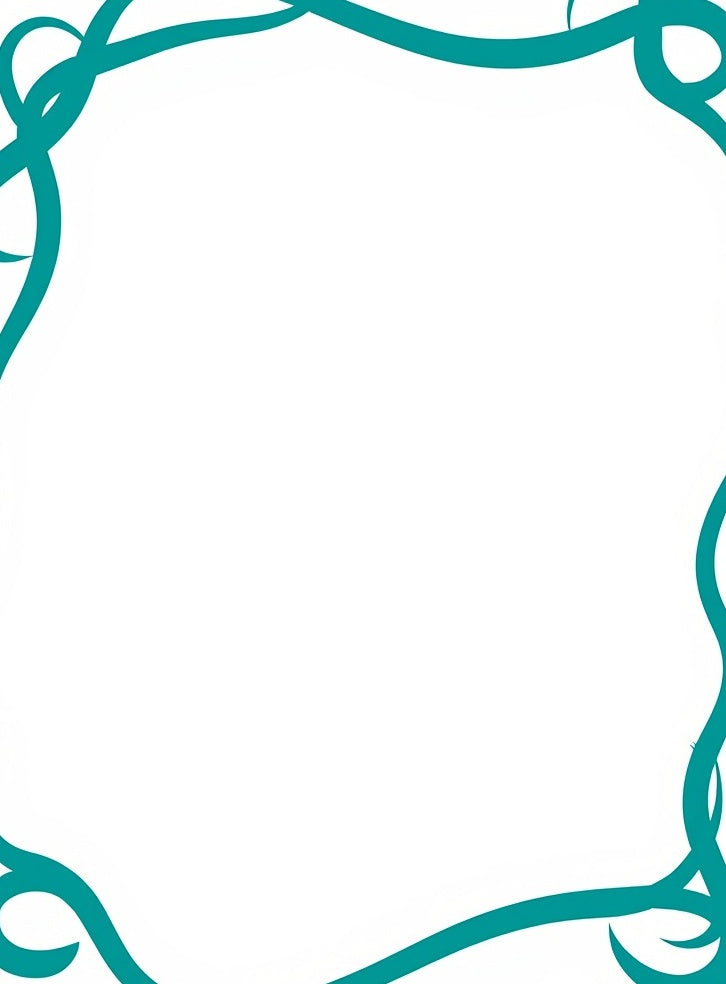 Curving Teal Vine Border Rug