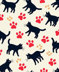 Cute Black Cat Paw Print Pattern Rug
