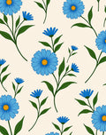 Blue Daisies Botanical Pattern Rug