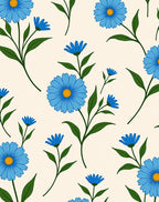 Blue Daisies Botanical Pattern Rug