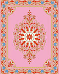 Elegant Pink Floral Medallion Border Rug