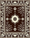 Ornate Floral Cream Brown Rug