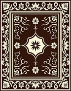 Ornate Floral Cream Brown Rug