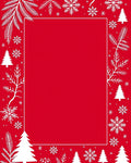 Festive Red White Snowflake Tree Pattern Rug