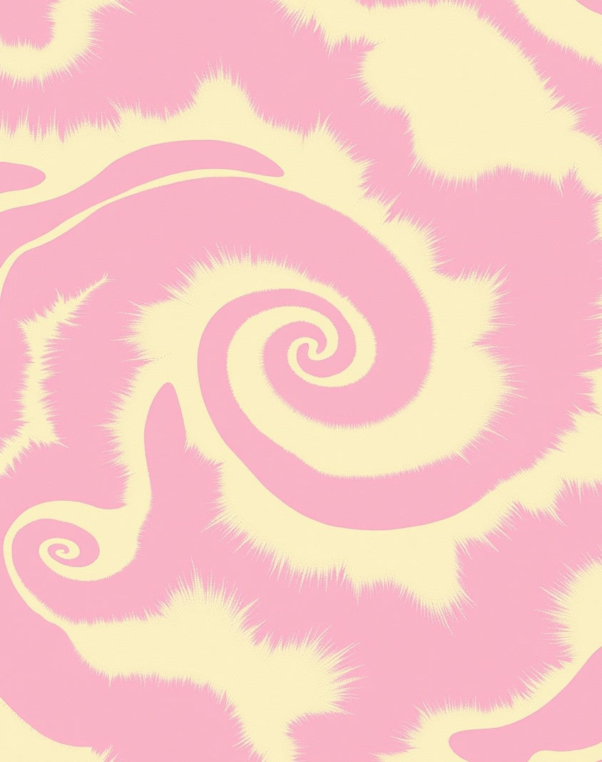 Whimsical Pink Yellow Swirl Pattern Rug
