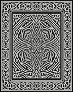 Intricate Linear Abstract Bordered Pattern Rug