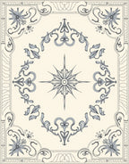 Ornate Floral Starburst Border Design Rug