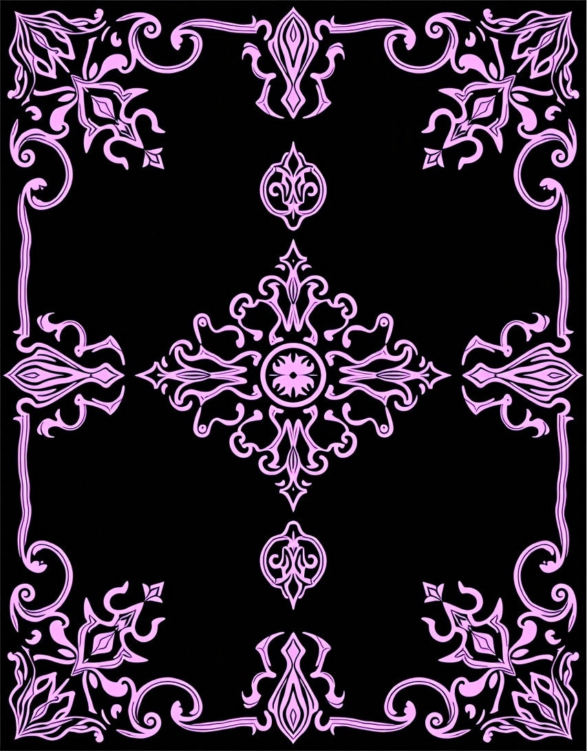 Elegant Pink Floral Scrollwork Design Rug
