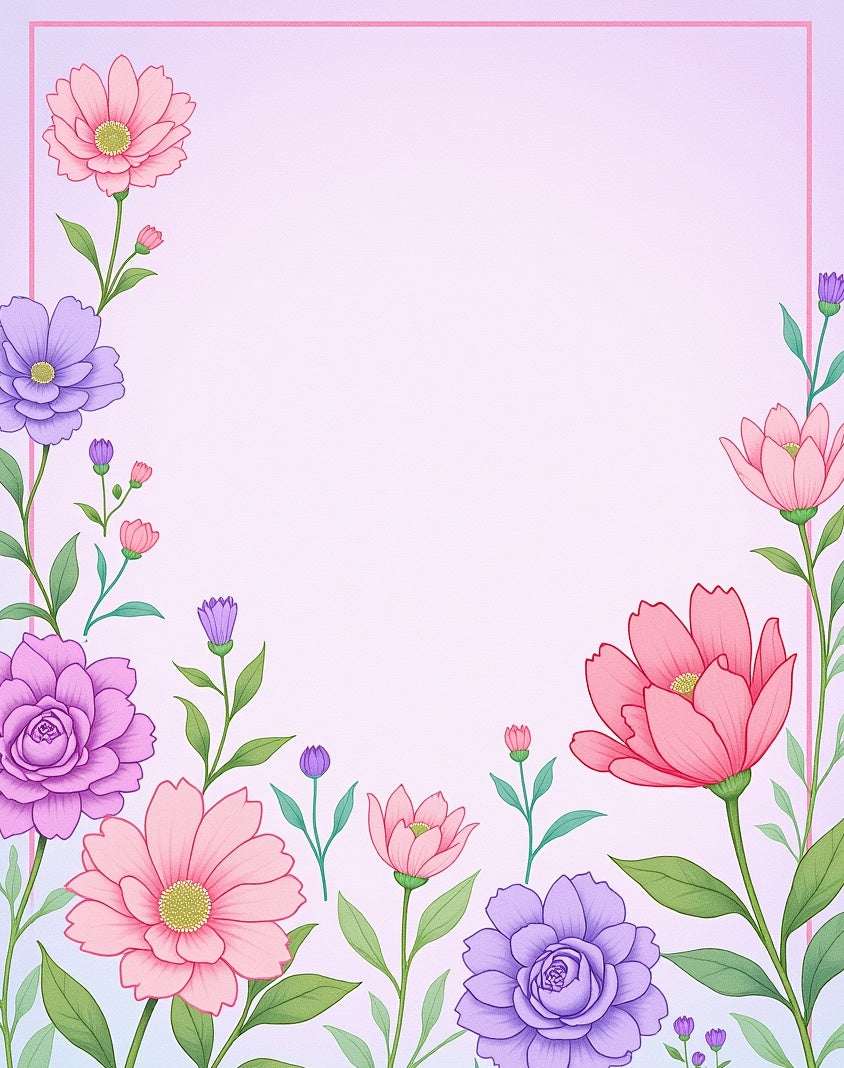 Pastel Floral Garden Pattern Rug