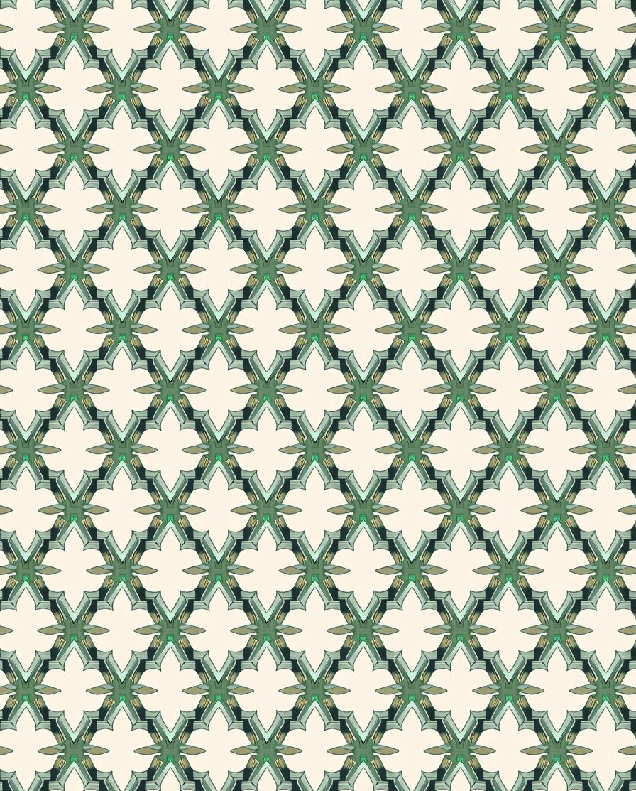 Green Geometric Lattice Pattern Rug