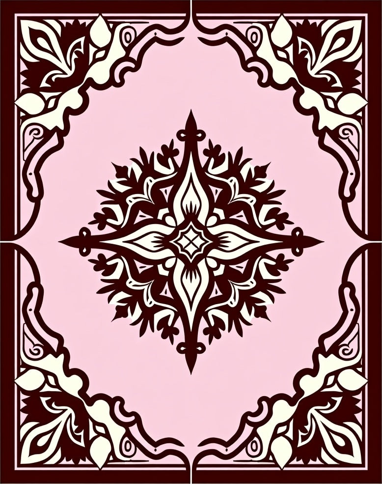 Elegant Brown Cream Floral Motif Rug