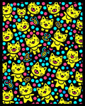 Playful Yellow Kitty Dot Design Rug