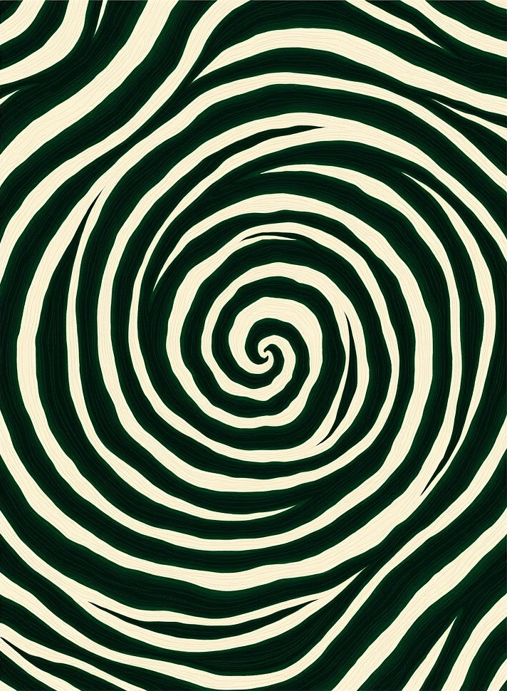 Green Swirl Abstract Pattern Rug