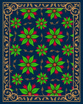 Floral Medallion With Golden Border Rug