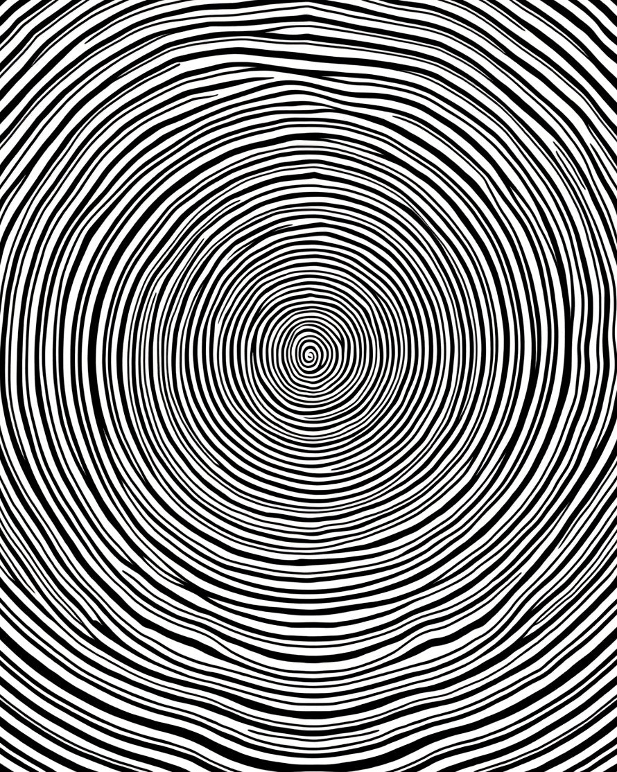 Concentric Black And White Circles Pattern Rug