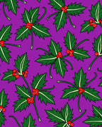 Festive Holly Berry Green Pattern Rug