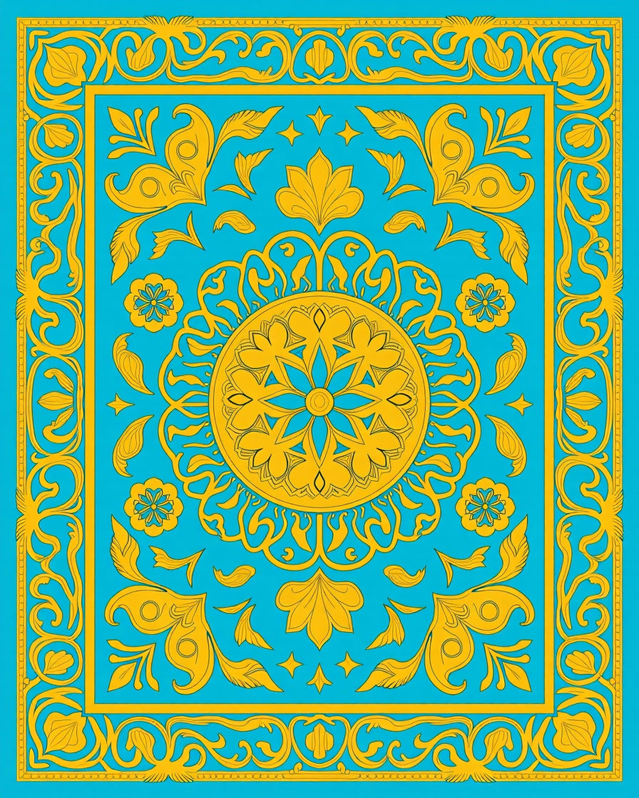 Ornate Floral Medallion Patterned Rug
