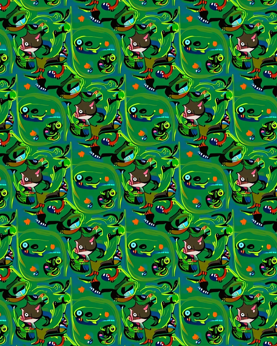Whimsical Cartoon Character Pattern Design Rug