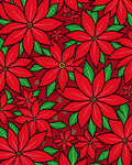 Bold Red Poinsettia Floral Pattern Rug