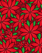 Bold Red Poinsettia Floral Pattern Rug
