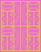 Pink Yellow Floral Whimsical Art Nouveau Rug